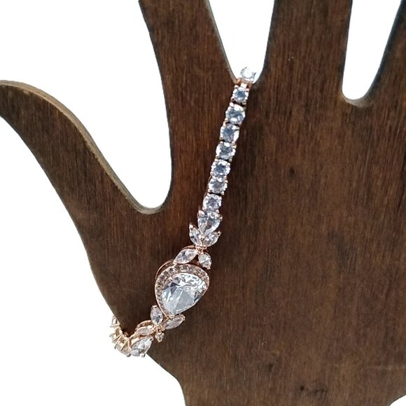 Fashion Tennis Bracelet Mixed Cut CZ Crystal Statement Piece Rose Gold NWOT - Picture 5 of 16